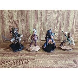 Disney Infinity Figures Lot Of 4  Obi-Wan & Boba Fett & Ashoka &  Jack Sparrow